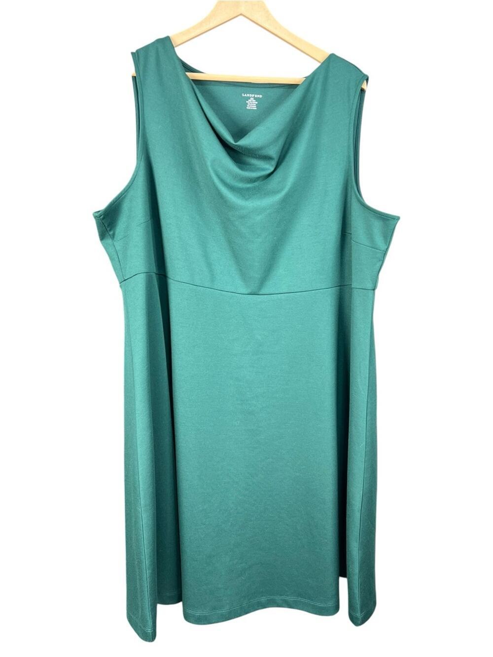 Lands' End Green Cowl Neck Sleeveless Knit A-Line Dress 2XL Plus Size EUC